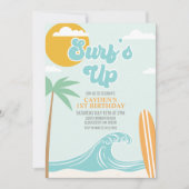 Surfs Up Beach Verjaardagsuitnodiging Kaart (Voorkant)