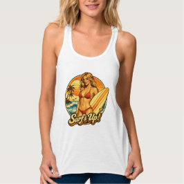 Surf's Up Bikini Pin-Up | Retro Surf Shop Grafisch Tanktop