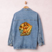 Surf's Up Bikini Pin-Up | Retro Surf Shop Graphic Denim Jacket (Hangar)