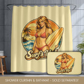Surf's Up Bikini Pin-Up | Retro Surf Winkel Grafis Badmat