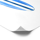 Surfs Up Blauwe Aquarel Surfplanken Poster (Hoek)