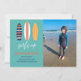 Surfs Up BOY Surfboard strand Verjaardag Party fot Kaart