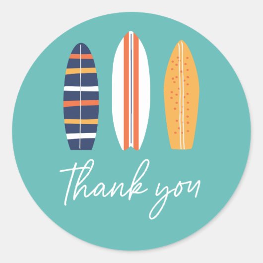 Surfs Up BOY Surfboard strand Verjaardagsfeest Fav Ronde Sticker (Voorkant)