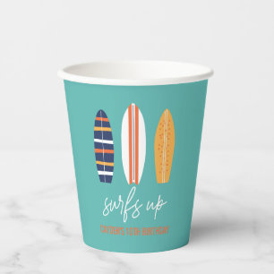Surfs Up BOY Surfplank strand verjaardagsfeestje Papieren Bekers