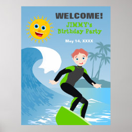 Surf's up boy Verjaardagsfeestje Poster