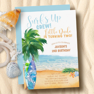 Surfs Up Crew Kleine Kerel wordt Twee 2de Verjaard Kaart