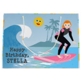 Surf's up Girly Verjaardagsfeestje Groot Cadeauzakje (Voorkant)