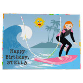 Surf's up Girly Verjaardagsfeestje Groot Cadeauzakje (Achterkant)