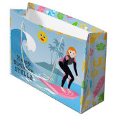 Surf's up Girly Verjaardagsfeestje Groot Cadeauzakje (Voorkant Gekanteld)