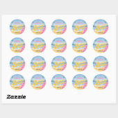 Surf's up Girly Verjaardagsfeestje Ronde Sticker (Vel)