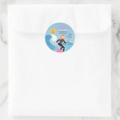 Surf's up Girly Verjaardagsfeestje Ronde Sticker (Tas)