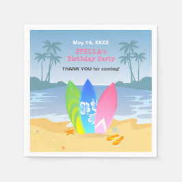 Surf's up Girly Verjaardagsfeestje Servet