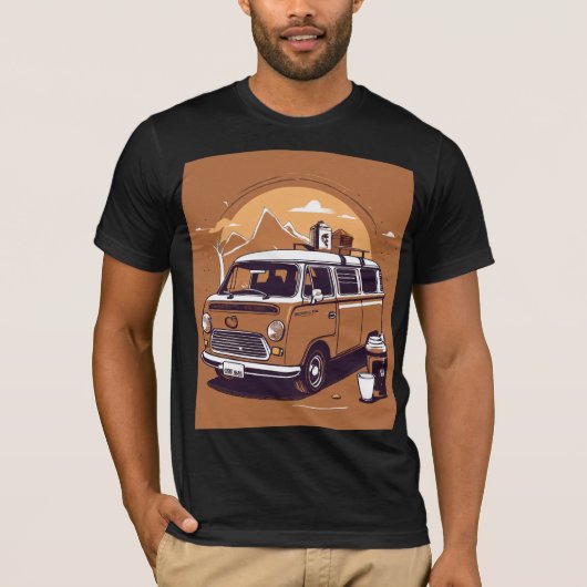 "Surf's Up: Happy Camper Van Sticker" T-shirt (Voorkant)