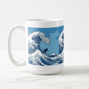Surf's Up, Kanagawa – De Grote Golf Kat Surfer Koffiemok