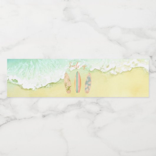 Surfs Up Labels The Big One Surfer Verjaardag Waterfles Etiket (Enkel label)