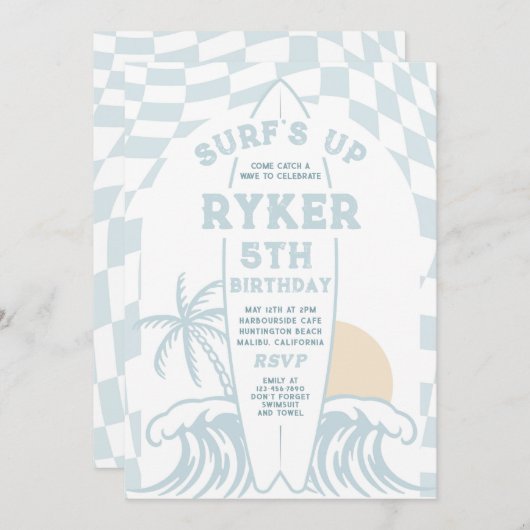 Surf's Up Modern Surfboard Beach Verjaardagsfeestj Kaart (Voorkant / Achterkant)