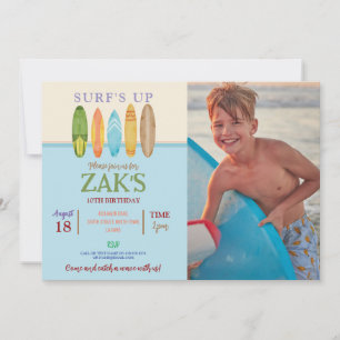 Surf's Up! Pak een golf Surf Blauwe Strand Foto Kaart
