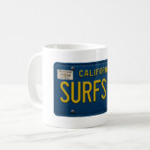 Surfs Up Retro 1969 California License Plate Surf Koffiemok (Voorkant links)