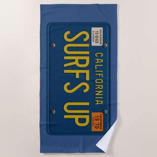 Surfs Up Retro 1969 California License Plate Surf Strandlaken (Voorkant)
