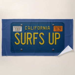 Surfs Up Retro 1969 California Surf Kentekenplaat Strandlaken