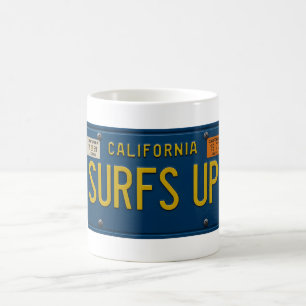Surfs Up Retro 1969 Californisch Kenteken Surfplan Koffiemok