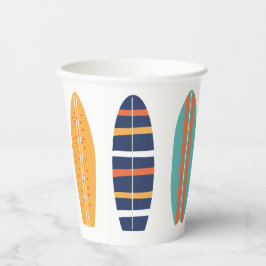 Surfs Up Retro Beach Surfplank Papieren Bekers