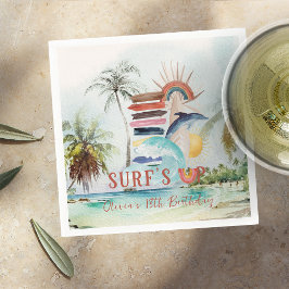Surf's Up | Retro Zomer Surfen Verjaardag Servet