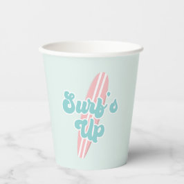 Surfs Up Roze Strand Verjaardag Papieren Bekers