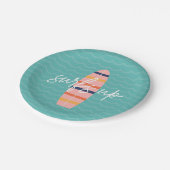 Surfs Up Roze surfplank en golven Verjaardagsfeest Papieren Bordje (Gekanteld)