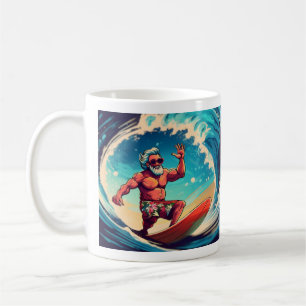Surf's Up, Santa: Tropical Wave Rider Vibes Koffiemok
