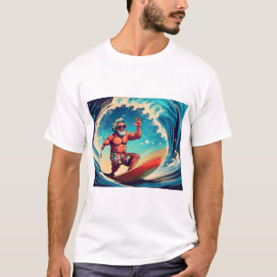 Surf's Up, Santa: Tropical Wave Rider Vibes T-shirt