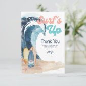 Surf's Up | Strand Surfboards Kinderverjaardag Bedankkaart (Staand voorkant)