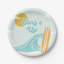 Surf's Up Strand Verjaardag Papieren Bordje