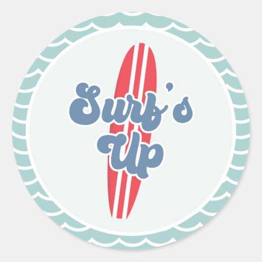 Surfs Up Strand Verjaardag Ronde Sticker (Voorkant)