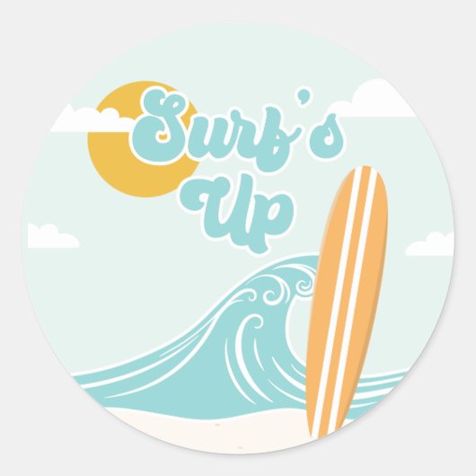 Surf's Up Strand Verjaardag Ronde Sticker (Voorkant)