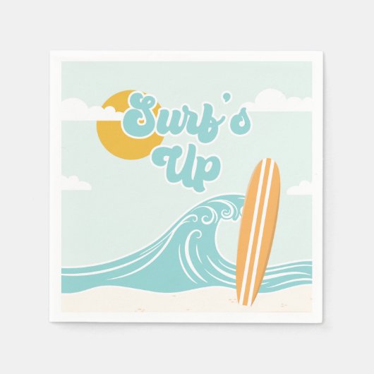 Surf's Up Strand Verjaardag Servetten (Voorkant)