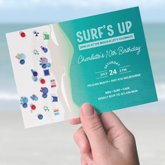 Surf's Up Summer Beach Party Verjaardagsuitnodigin Kaart
