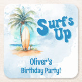 Surf's Up Summer Beach Verjaardagsfeestje Kartonnen Onderzetters (Voorkant)