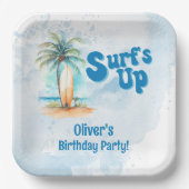 Surf's Up Summer Beach Verjaardagsfeestje Papieren Bordje (Voorkant)
