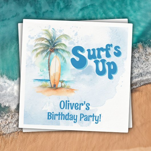 Surf's Up Summer Beach Verjaardagsfeestje Servet
