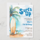 Surf's Up Summer Beach Verjaardagsfeestuitnodiging Kaart (Voorkant)