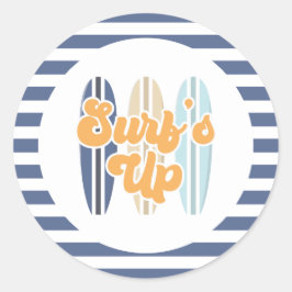 Surf's Up Surfboard Beach Verjaardag Classic Rond Ronde Sticker