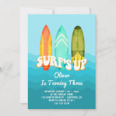 Surfs Up Surfboard Boy 3e Verjaardag Kaart (Voorkant)