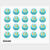 Surfs Up Surfboard Kids Verjaardagssticker Ronde Sticker (Vel)