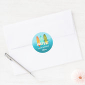 Surfs Up Surfboard Kids Verjaardagssticker Ronde Sticker (Envelop)