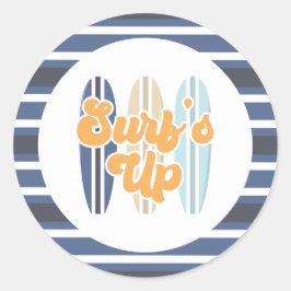 Surf's Up Surfboard Strand Verjaardag Ronde Sticker