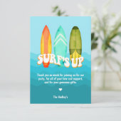 Surfs Up Surfboard Verjaardag Dank u Kaart (Staand voorkant)
