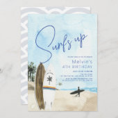 Surf's Up Surfboards Beach Blue Verjaardag Kaart (Voorkant / Achterkant)