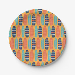 Surfs Up Surfboards Oranje Blauwe Verjaardag Papieren Bordje