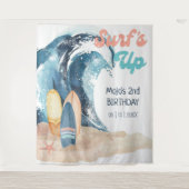 Surf's Up | Surfen op tropisch strand verjaardag Wandkleed (Voorkant)